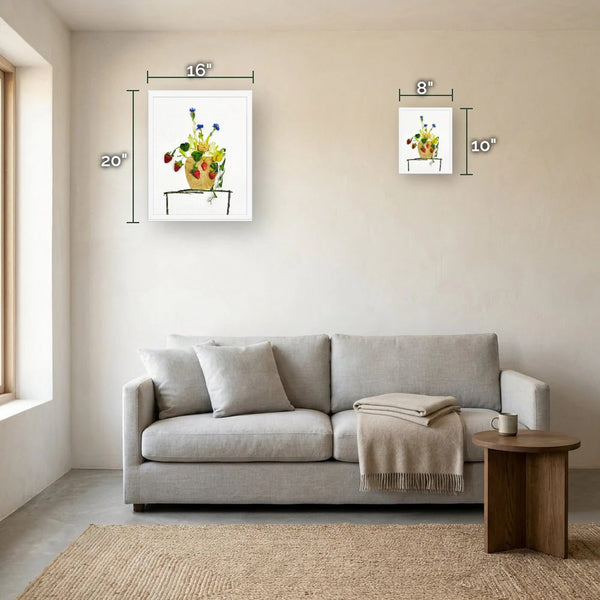 Wild Strawberry Vase size guide - print dimensions