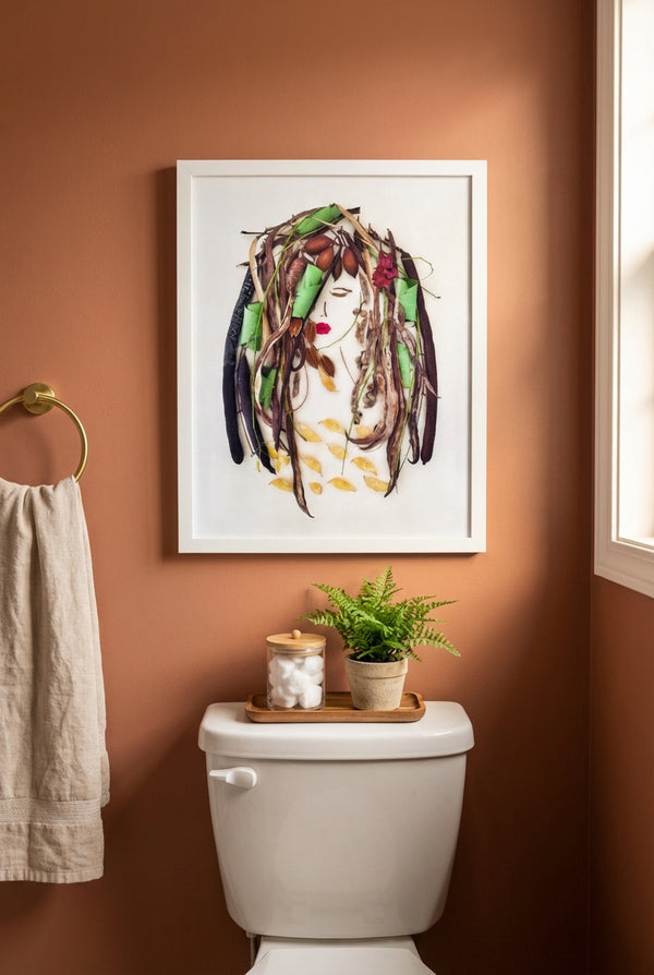 Earthbound Lady - Natural Seed Pod Portrait Wall Art Print