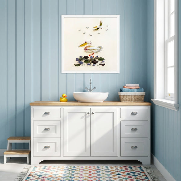 Quiet Wing Companions - Botanical Bird Wall Art Print