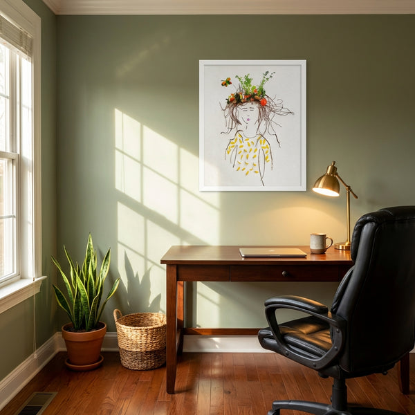 Garden Crown Lady - Feminine Floral Wall Art Print
