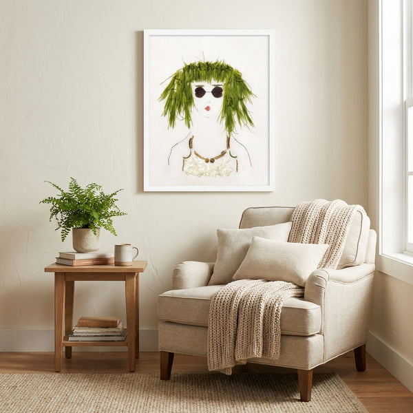 Green Meadow Lady - Botanical Feminine Wall Art Print