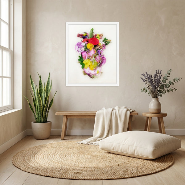 Heart in Bloom - Botanical Floral Heart Wall Art Print