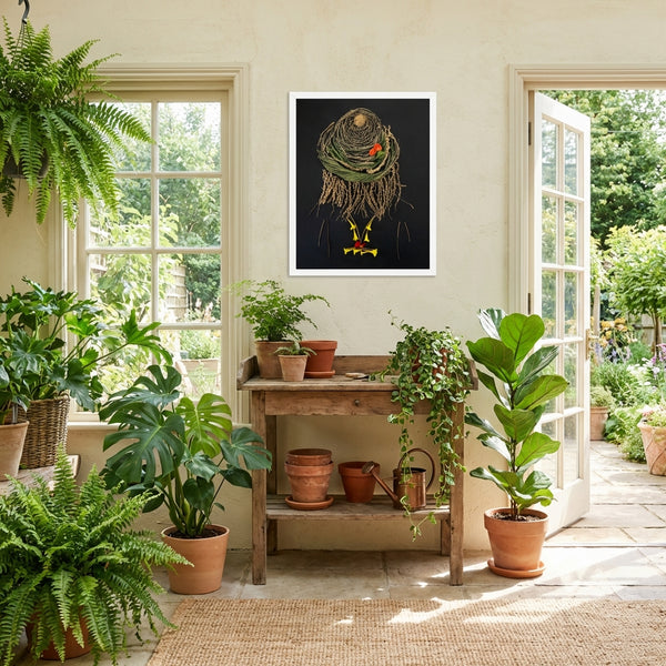 Midnight Garden Lady - Botanical Feminine Portrait Wall Art Print