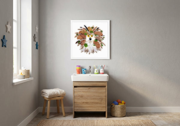 Botanical Lion Spirit - Floral Wildlife Portrait Wall Art Print