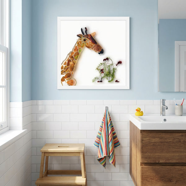 Gentle Giraffe - Botanical Animal Wall Art Print