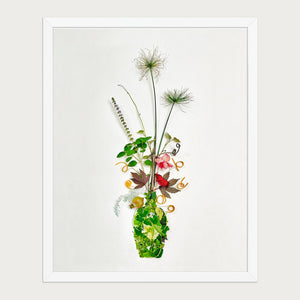 Wild Stem Vessel botanical still life wall art in a white frame, front view